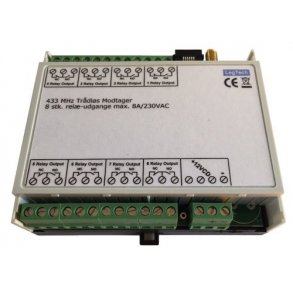 Tr�dl�s modtager - Med 2 rel�-udgange